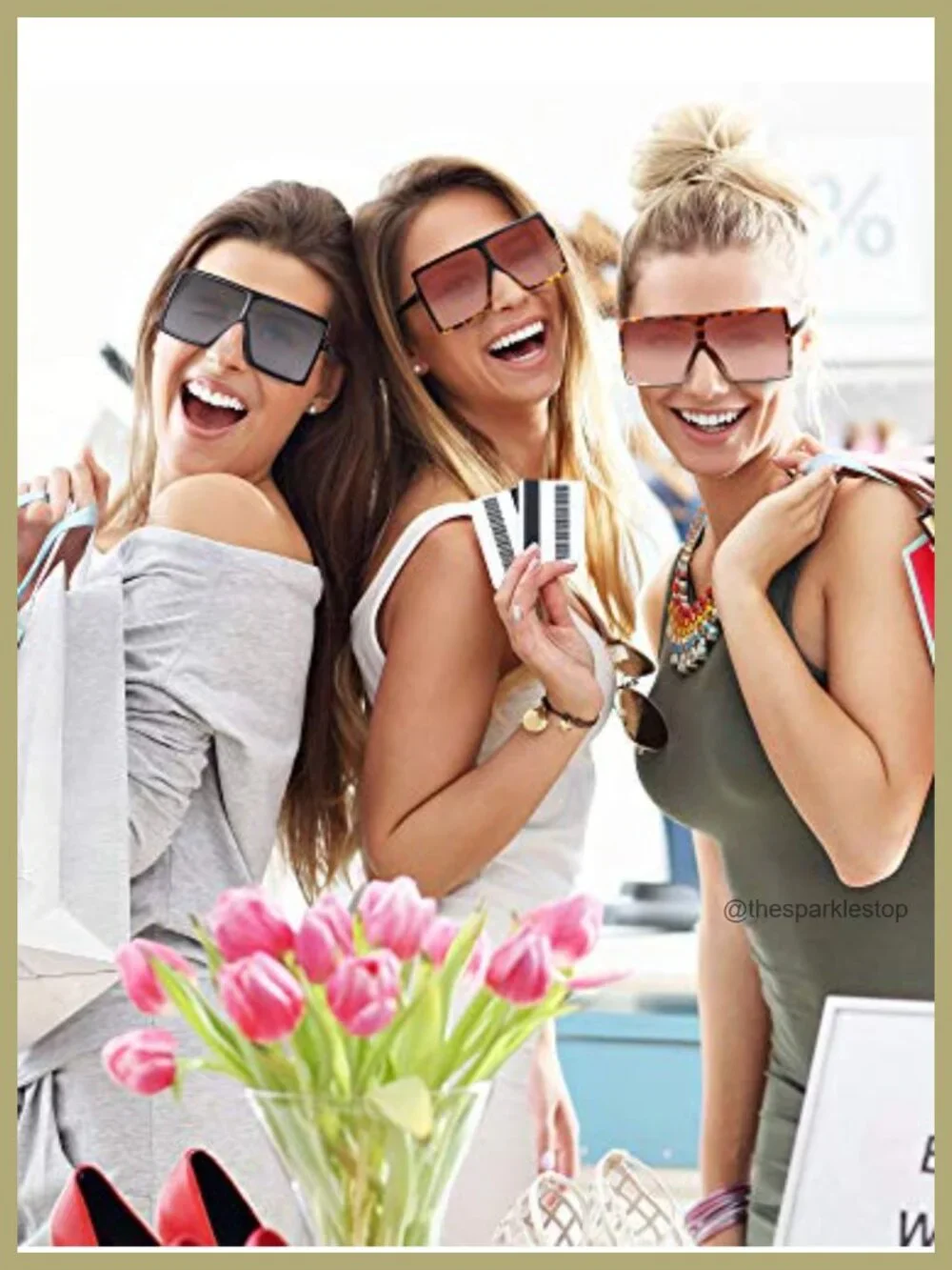 6 Pack Oversized Square Sunglasses for Women Fashion Shades Acrylic Plastic